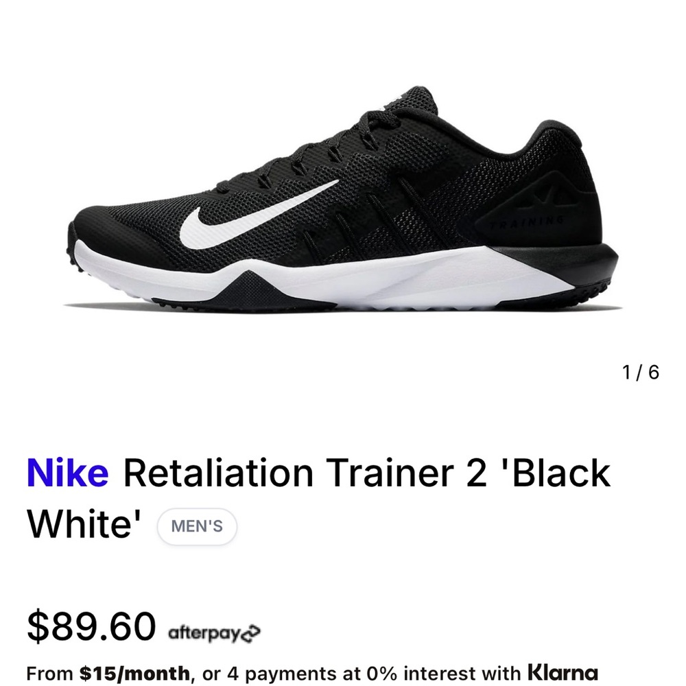 Nike Black and White Training Sneakers retaliation trainer 2 men’s size 11 - Picture 12 of 12